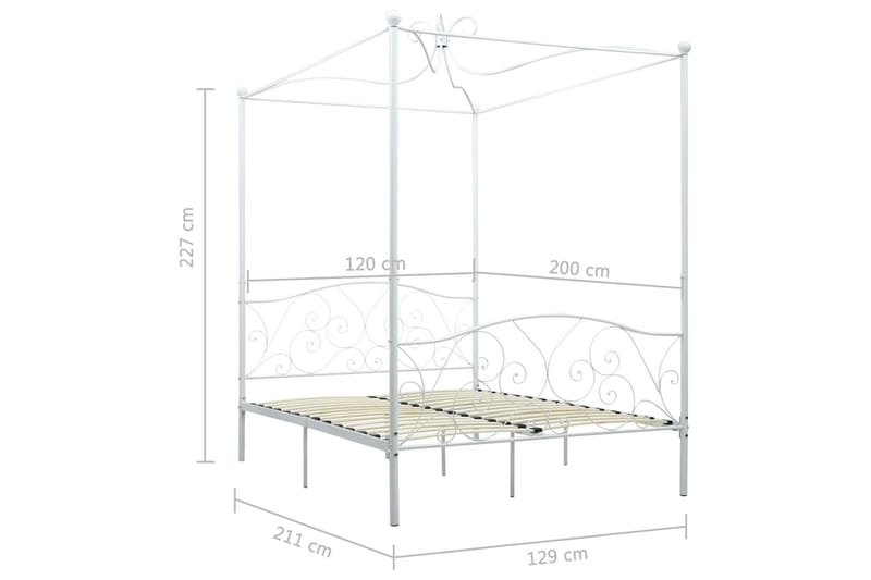 Sengestel Til Himmelseng 120 X 200 Cm Metal Hvid - Hvid - Himmelseng