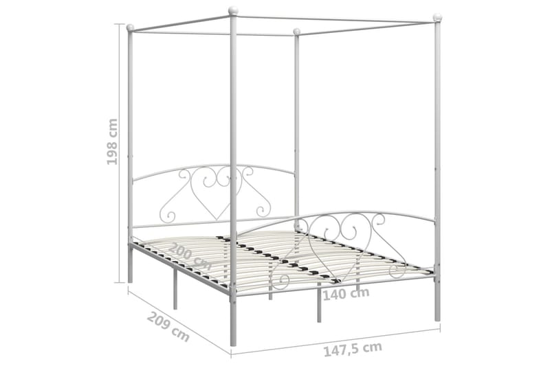 Sengestel Til Himmelseng 140 X 200 Cm Metal Hvid - Hvid - Møbler - Senge - Himmelseng