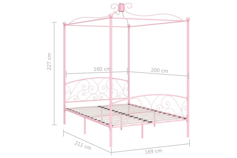 sengestel til himmelseng 140 x 200 cm metal pink - Lyserød - Møbler - Senge - Himmelseng
