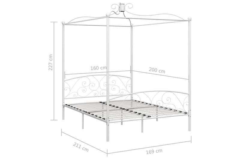 Sengestel Til Himmelseng 160 X 200 Cm Metal Hvid - Hvid - Møbler - Senge - Himmelseng