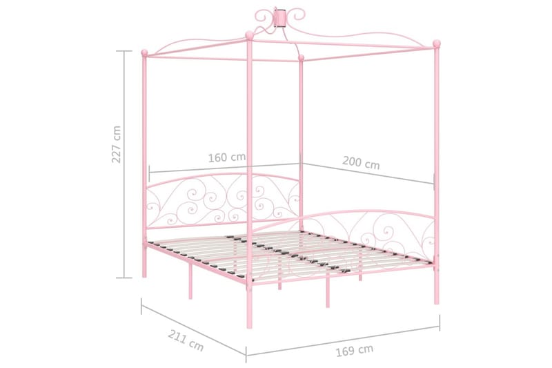 sengestel til himmelseng 160 x 200 cm metal pink - Lyserød - Møbler - Senge - Himmelseng