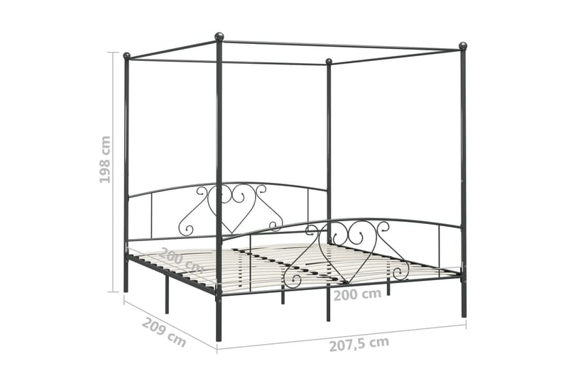 Sengestel Til Himmelseng 200 X 200 Cm Metal Grå - Grå - Himmelseng - Familieseng