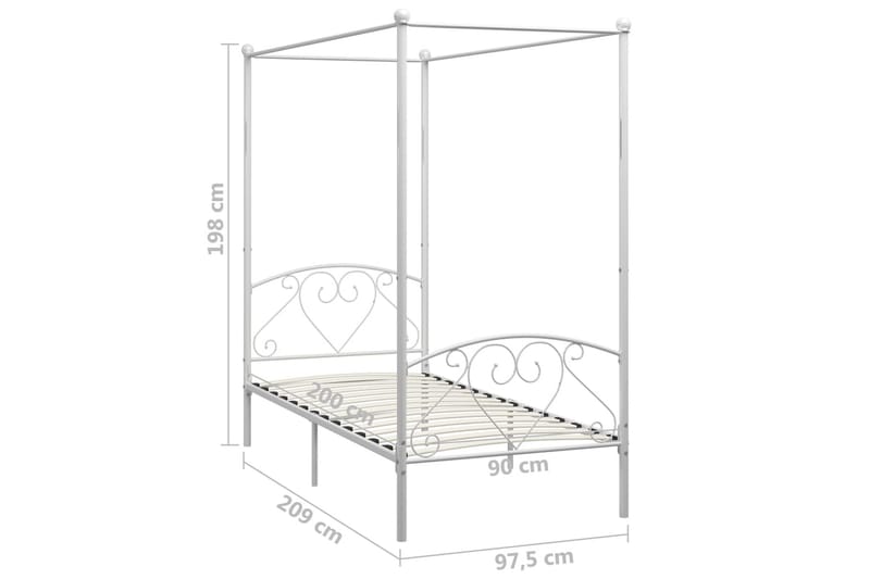 Sengestel Til Himmelseng 90 X 200 Cm Metal Hvid - Hvid - Møbler - Senge - Himmelseng