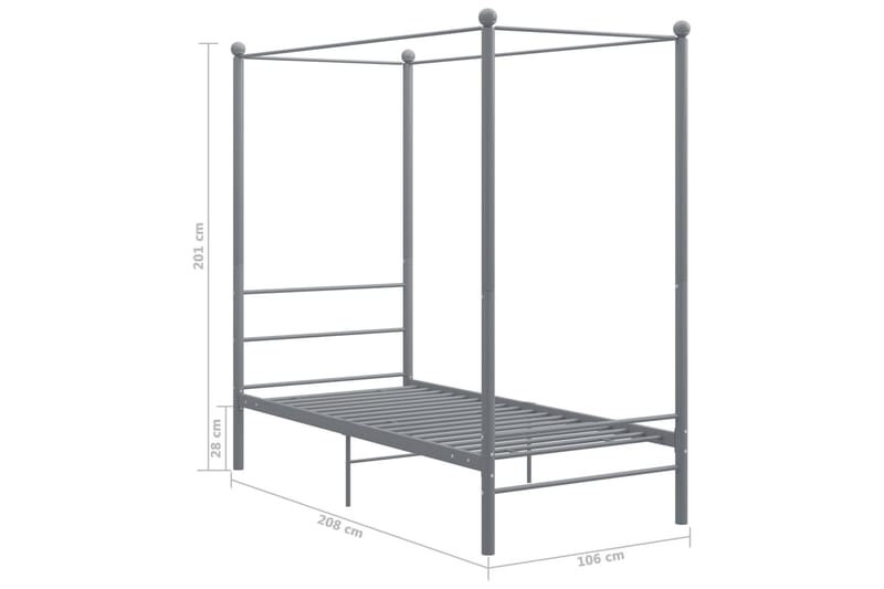 sengestel til himmelseng 90x200 cm metal grå - Grå - Møbler - Senge - Himmelseng