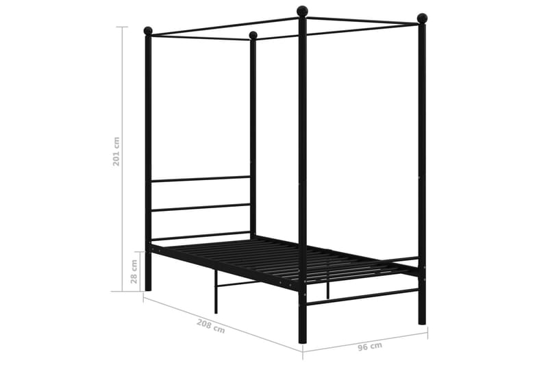 sengestel til himmelseng 90x200 cm metal sort - Sort - Møbler - Senge - Himmelseng