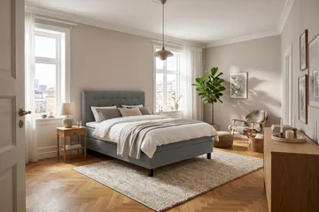 HVILA Classic komplet sengepakke 140x200 cm, kontinentalseng med diamantmønstret sengegavl - Grå - Møbler - Senge - Komplet sengepakke