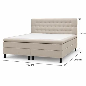 HVILA Classic Komplet sengepakke 160x200 cm Kontinentalseng med diamantmønstret sengegavl - Beige - Møbler - Senge - Komplet sengepakke