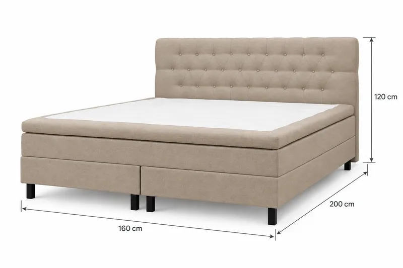 HVILA Classic Komplet sengepakke 160x200 cm Kontinentalseng med diamantmønstret sengegavl - Beige - Møbler - Senge - Komplet sengepakke