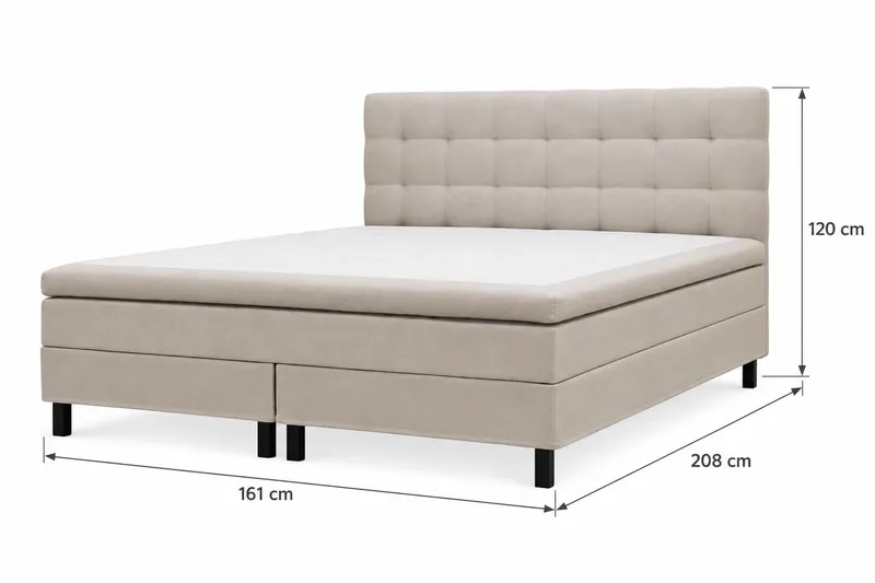 HVILA Classic Komplet sengepakke 160x200 cm Kontinentalseng med ternet sengegavl - Beige - Møbler - Senge - Kontinentalsenge