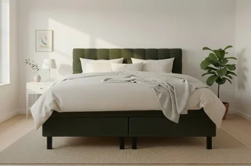 HVILA Classic komplet sengepakke 160x200 cm kontinentalseng med ternet sengegavl - Grøn - Møbler - Senge - Komplet sengepakke