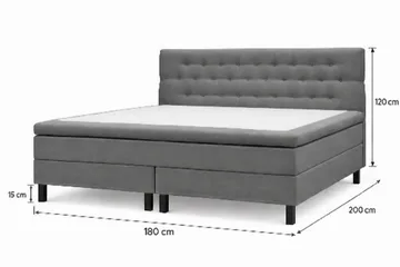 HVILA Classic Komplet sengepakke 180x200 cm Kontinentalseng med diamantmønstret sengegavl - Grå - Møbler - Senge - Komplet sengepakke