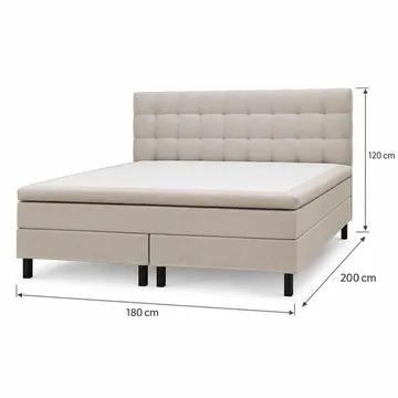 HVILA Classic Komplet sengepakke 180x200 cm Kontinentalseng med ternet sengegavl - Beige - Møbler - Senge - Komplet sengepakke