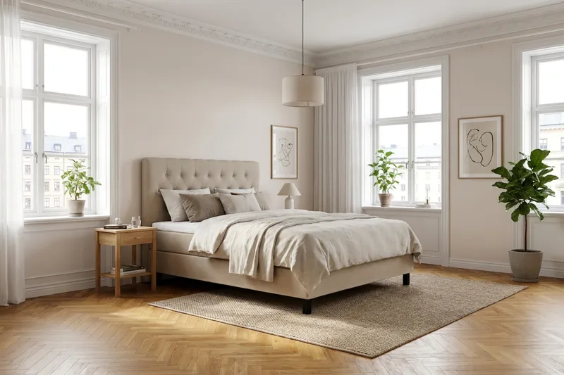 HVILA Classic kontinentalseng 140x200 cm - Beige - Møbler - Senge - Komplet sengepakke