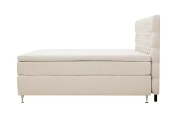 HVILA Luksus Komplet sengepakke 160x200 cm Kontinentalseng med sengegavl med knapper - Lys beige - Møbler - Senge - Kontinentalsenge
