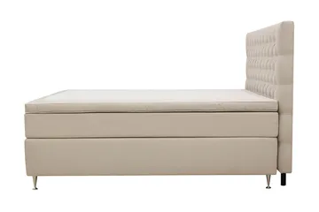 HVILA Lyx komplet sengesæt 160x200 cm kontinentalseng med knappolstret sengegavl i velour - Beige / Fløjl - Møbler - Senge - Komplet sengepakke