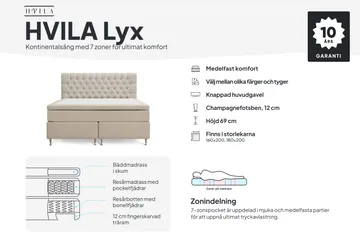 HVILA Lyx komplet sengesæt 160x200 cm kontinentalseng med knappolstret sengegavl i velour - Beige / Fløjl - Møbler - Senge - Komplet sengepakke