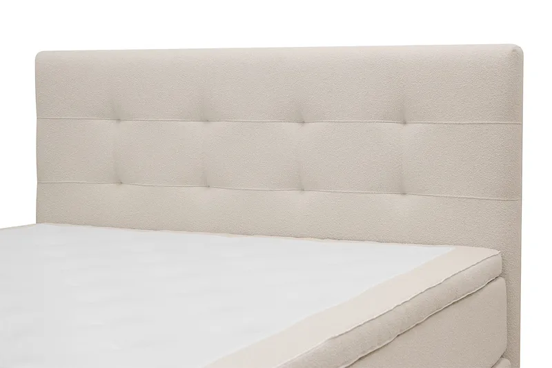 HVILA Premium Komplet Sengepakke 180x200 cm Kontinentalseng med Sengegavl - Lysebeige bouclé - Møbler - Senge - Kontinentalsenge