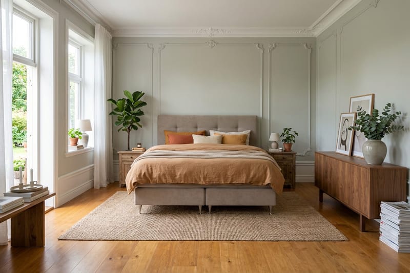 HVILA Premium komplet sengepakke 180x200 cm kontinentalseng med sengegavl - Lysebrunt stof - Møbler - Senge - Kontinentalsenge