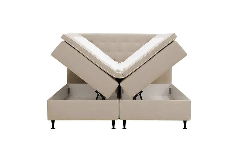 HVILA Plus komplet sengesæt med opbevaring 160x200 cm - Beige - Møbler - Senge - Kontinentalsenge