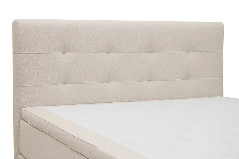 HVILA Premium Komplet Sengepakke 180x200 cm Kontinentalseng med Sengegavl - Lysebeige bouclé - Møbler - Senge - Kontinentalsenge