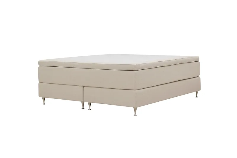 HVILA Premium kontinentalseng 160x200 cm - Lysebeige bouclé - Møbler - Senge - Kontinentalsenge
