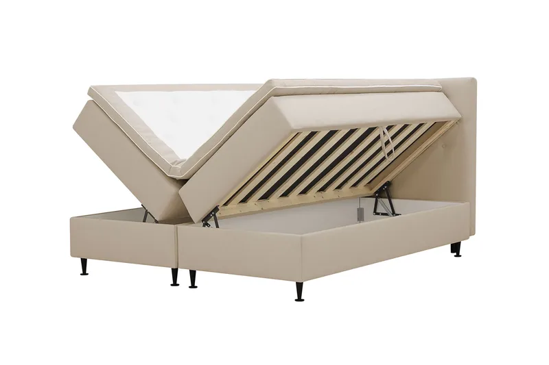 HVILA Plus komplet sengesæt med opbevaring 160x200 cm - Beige - Møbler - Senge - Kontinentalsenge