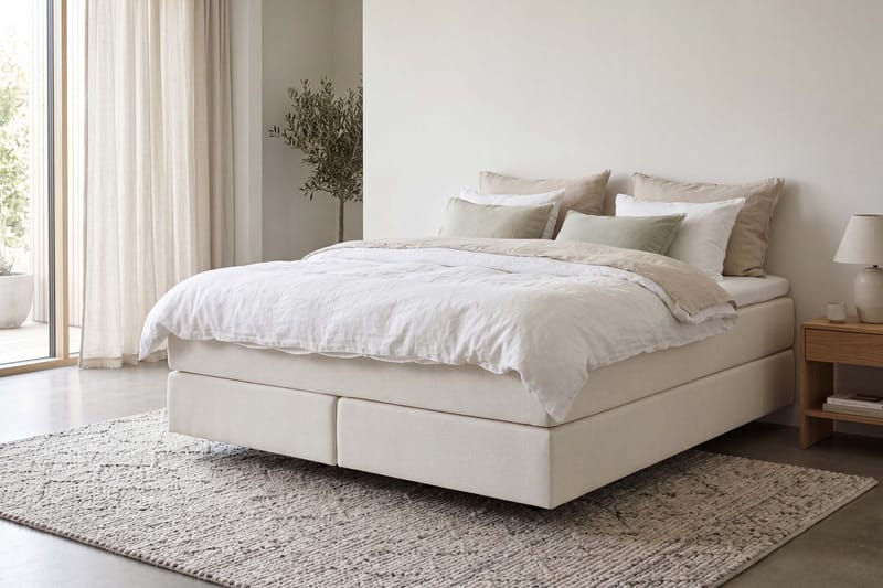 HVILA Premium kontinentalseng 180x200 cm med svævende effekt inkl. topmadras i polyeterskum medium - Medium - Møbler - Senge - Komplet sengepakke