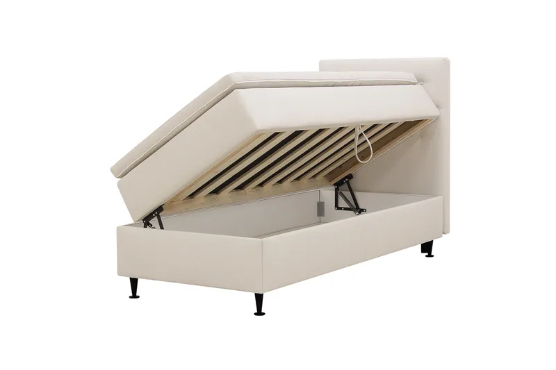 HVILA Plus komplet sengesæt med opbevaring 90x200 cm - Lys beige - Møbler - Senge - Kontinentalsenge