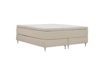 HVILA Premium kontinentalseng 160x200 cm - Lysebeige bouclé - Møbler - Senge - Kontinentalsenge