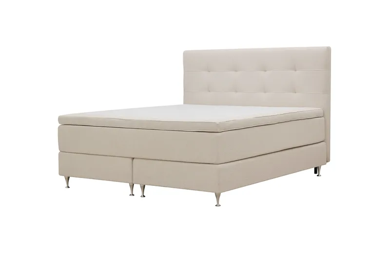 HVILA Premium Komplet Sengepakke 180x200 cm Kontinentalseng med Sengegavl - Lysebeige bouclé - Møbler - Senge - Kontinentalsenge