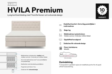 HVILA Premium sengepakke kontinentalseng 180x200 cm med svævende effekt inkl. topmadras i polyesterskum vendbar sommer- & vinterside og vaskbart betræk - Sommer- & vinterside - Møbler - Senge - Komplet sengepakke