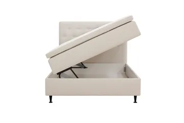 HVILA Plus Komplet Sengepakke – Kontinentalseng 140x200 cm i Stof med Opbevaring, Sengegavl + Overmadras med Fasthedsgrad Mediumfast - Lysebeige - Møbler - Senge - Komplet sengepakke