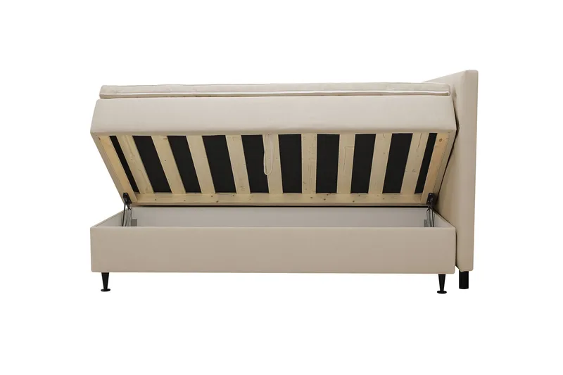 HVILA Plus komplet sengesæt med opbevaring 160x200 cm - Beige - Møbler - Senge - Kontinentalsenge