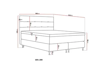 HVILA Premium Komplet Sengepakke 160x200 cm Kontinentalseng med Sengegavl - Lysebeige stof - Møbler - Senge - Kontinentalsenge