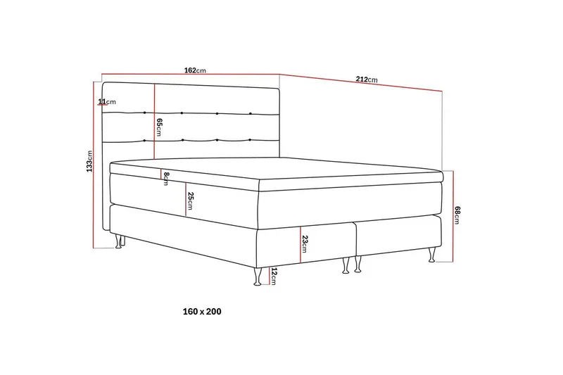 HVILA Premium Komplet Sengepakke 160x200 cm Kontinentalseng med Sengegavl - Lysebeige stof - Møbler - Senge - Kontinentalsenge