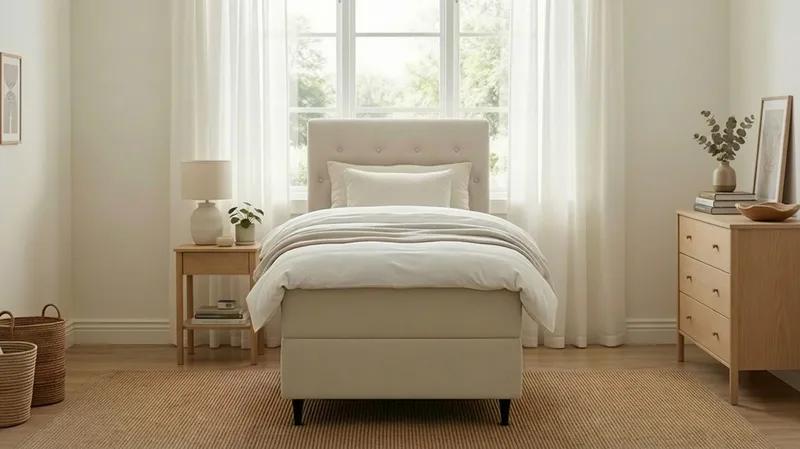 HVILA Plus komplet sengesæt med opbevaring 90x200 cm - Lys beige - Møbler - Senge - Kontinentalsenge