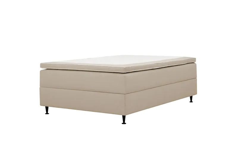 HVILA Plus Kontinentalseng 140x200 cm i Stof med Opbevaring + Sengemadras med Fasthedsgrad Mellemfast - Beige - Møbler - Senge - Komplet sengepakke