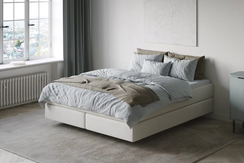 HVILA Premium kontinentalseng 180x200 cm med svævende effekt uden topmadras - Hvid - Møbler - Senge - Komplet sengepakke