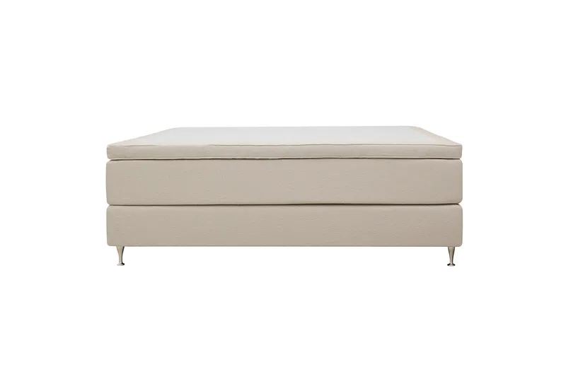 HVILA Premium kontinentalseng 160x200 cm - Lysebeige bouclé - Møbler - Senge - Kontinentalsenge