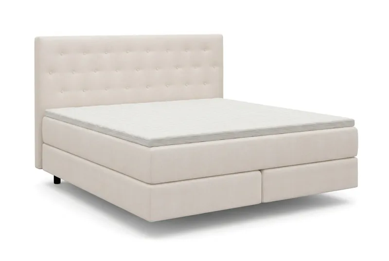 HVILA Premium sengepakke kontinentalseng 180x200 cm med svævende effekt inkl. topmadras i polyeterskum blød/medium med vaskbart betræk - Blød/Medium - Møbler - Senge - Komplet sengepakke
