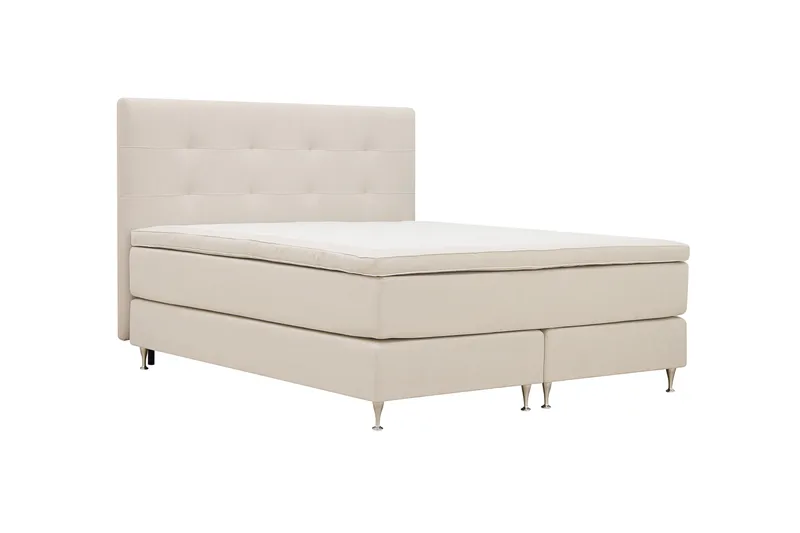 HVILA Premium Kontinentalseng 180x200 cm - Lysebeige stof - Møbler - Senge - Kontinentalsenge