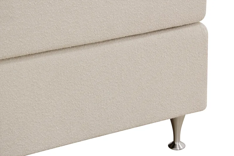 HVILA Premium Komplet Sengepakke 180x200 cm Kontinentalseng med Sengegavl - Lysebeige bouclé - Møbler - Senge - Kontinentalsenge
