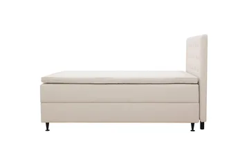 HVILA Plus Komplet Sengepakke – Kontinentalseng 140x200 cm i Stof med Opbevaring, Sengegavl + Overmadras med Fasthedsgrad Mediumfast - Lysebeige - Møbler - Senge - Komplet sengepakke