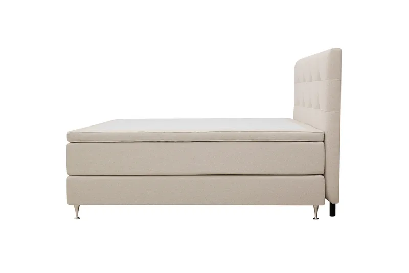 HVILA Premium Komplet Sengepakke 180x200 cm Kontinentalseng med Sengegavl - Lysebeige bouclé - Møbler - Senge - Kontinentalsenge