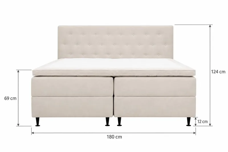 HVILA Plus komplet sengepakke med opbevaring 180x200 cm - Lys beige - Møbler - Senge - Komplet sengepakke