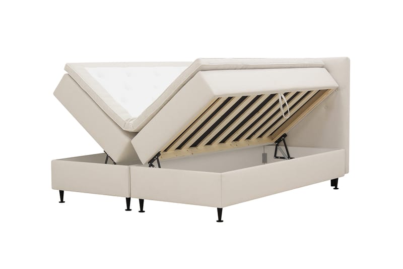 HVILA Plus Komplet sengepakke med opbevaring 160x200 cm - Lysbeige - Møbler - Senge - Kontinentalsenge
