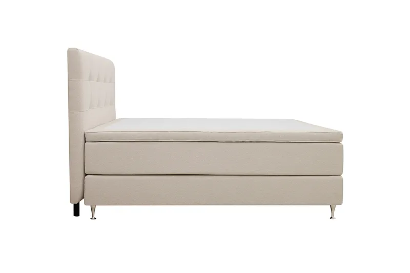HVILA Premium Komplet Sengepakke 180x200 cm Kontinentalseng med Sengegavl - Lysebeige bouclé - Møbler - Senge - Kontinentalsenge