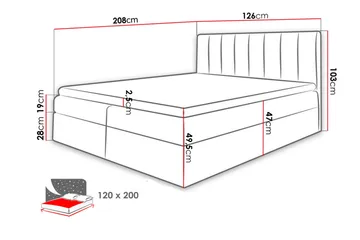 Jendem kontinentalseng 120x200 - Sort - Møbler - Senge - Kontinentalsenge