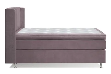 Joluma Komplet Sengepakke – Kontinentalseng 120x200 cm i Stof med Sengegavl + Overmadras med Medium Komfort - Mørkerosa - Møbler - Senge - Komplet sengepakke