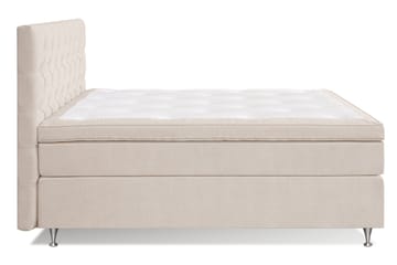 Joluma Komplet Sengepakke – Kontinentalseng 180x200 cm i Stof med Sengegavl + Overmadras med Fasthedsgrad Fast - Lys Beige - Møbler - Senge - Kontinentalsenge